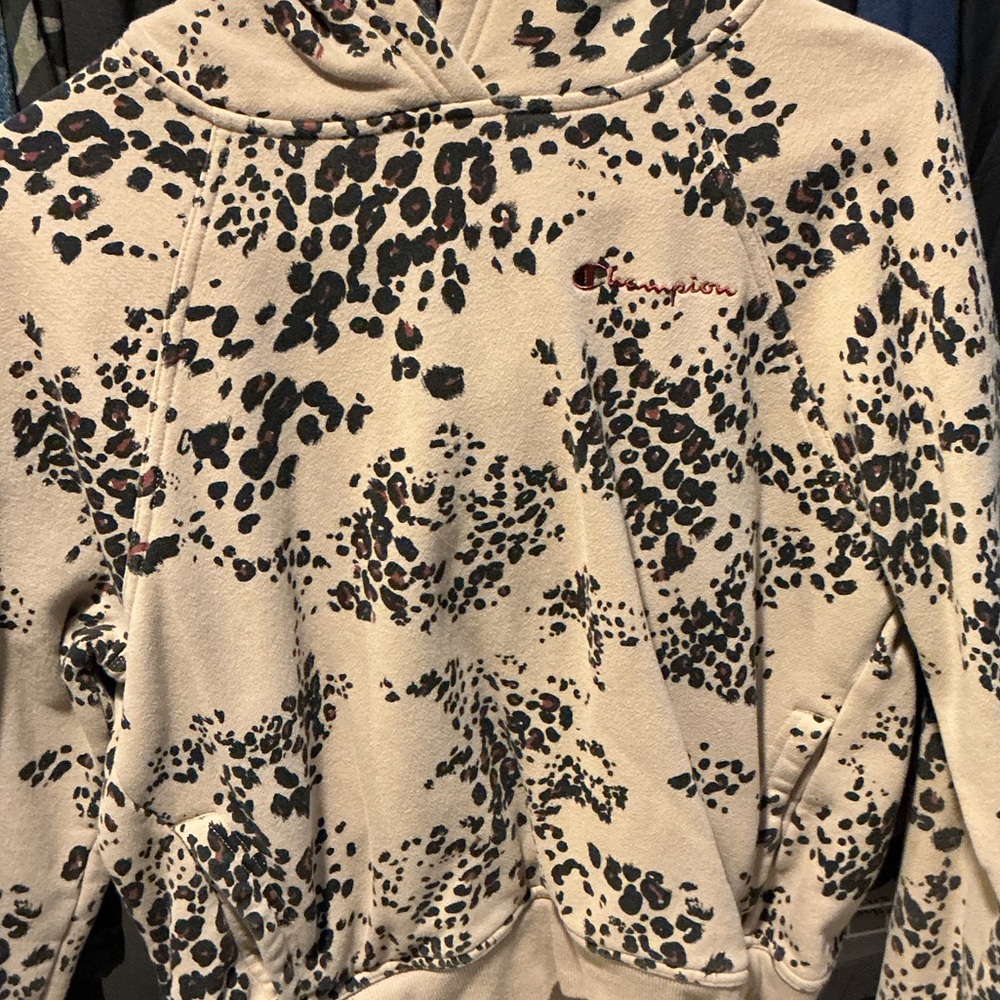Champion Beige and Black Patterned Hoodie